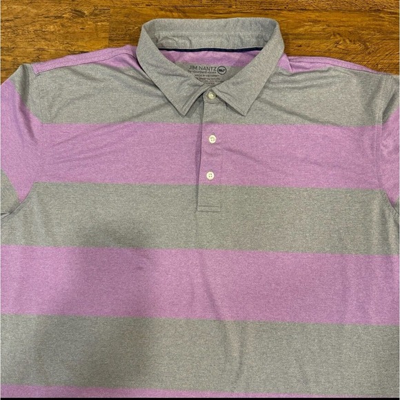 Vineyard Vines Jim Nantz Purple Gray Striped Performance Golf Polo Shirt Men 2XL - Picture 1 of 9